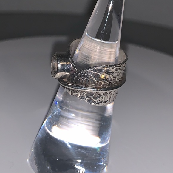 OOAK Adjustable Sterling Hammered Band w/Quartz Gemstone - Picture 3 of 13